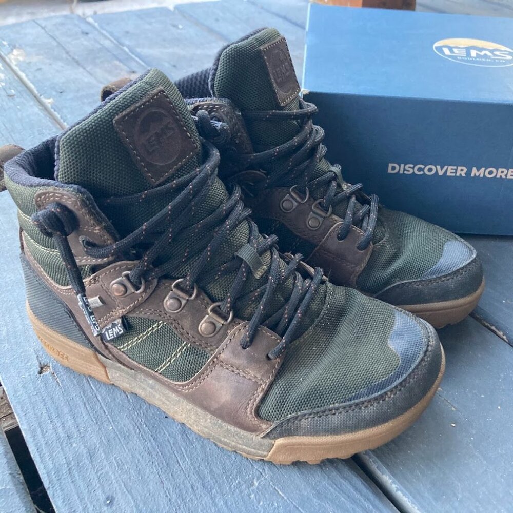 Lems Women's Outlander Waterproof Boot, size 7.5, Evergreen/Brown